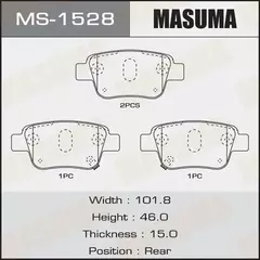 Колодки тормозные Toyota Avensis (T250) 03-08, Corolla Verso 04-09 задние MASUMA